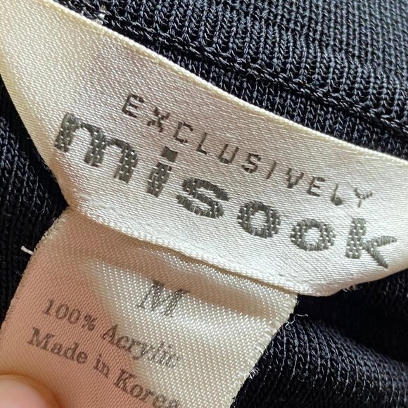 Exclusively Misook Black Acrylic Knit Long Sleeve Open Draped Cardigan Sweater M - Picture 7 of 7